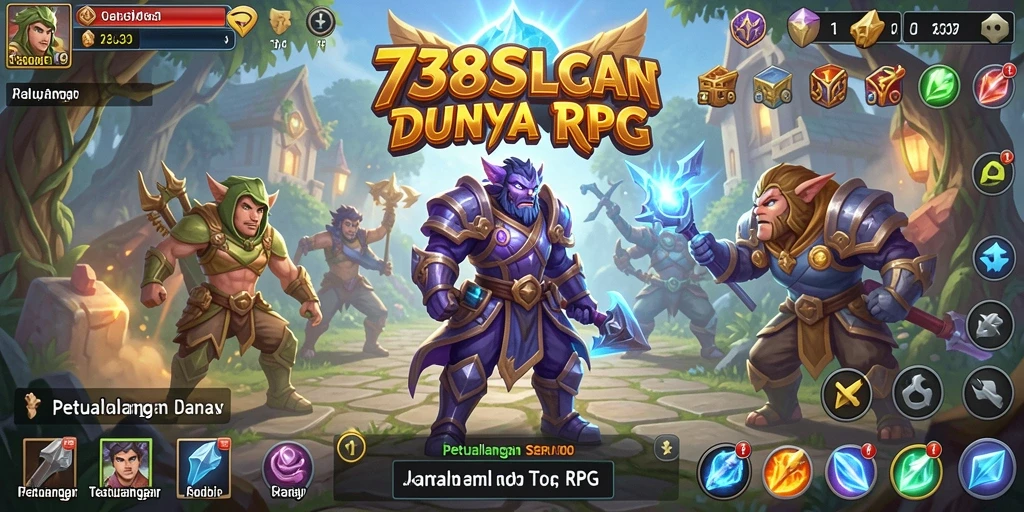 Screenshot utama dari 738SLOT menunjukkan gameplay RPG yang mendalam.