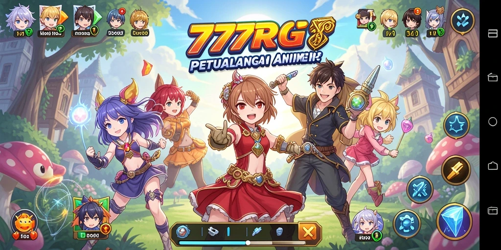 Screenshot utama gameplay 777RT menampilkan aksi seru karakter Anime.