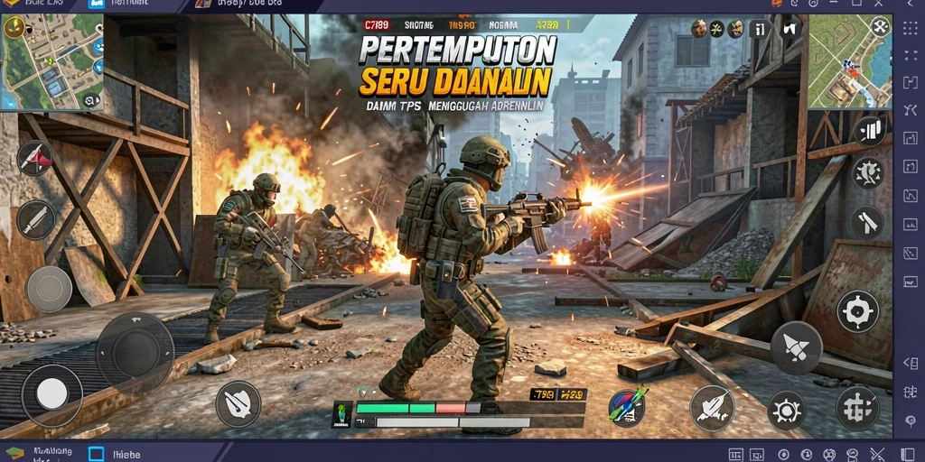 Screenshot gameplay C789 menampilkan aksi pertempuran TPS yang mendebarkan.