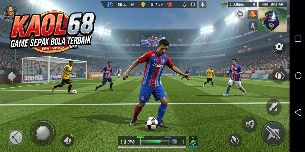 Tangkapan layar gameplay KAOL68 menampilkan pertandingan sepak bola yang intens.
