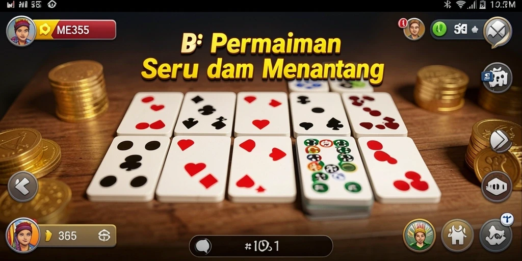 Tampilan utama gameplay ME355 dengan keseruan permainan Domino.