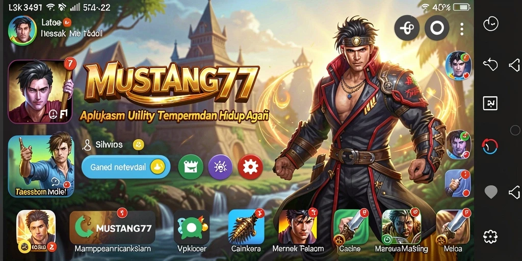 Tampilan antarmuka MUSTANG77 yang bersih dan fungsional.