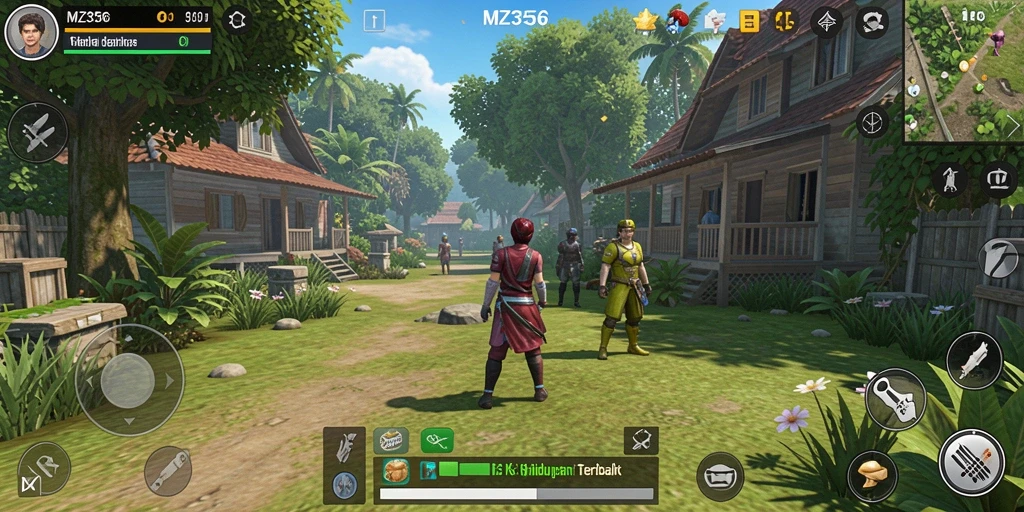 Tampilan gameplay menarik dari MZ356 yang menunjukkan simulasi kehidupan sehari-hari.