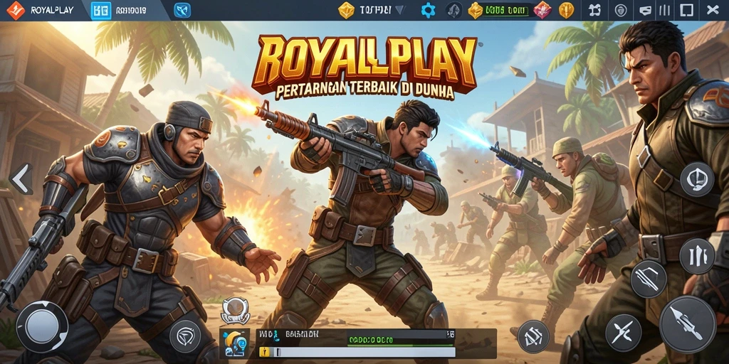 Screenshot gameplay ROYALPLAY menampilkan pertarungan epik antar pemain.
