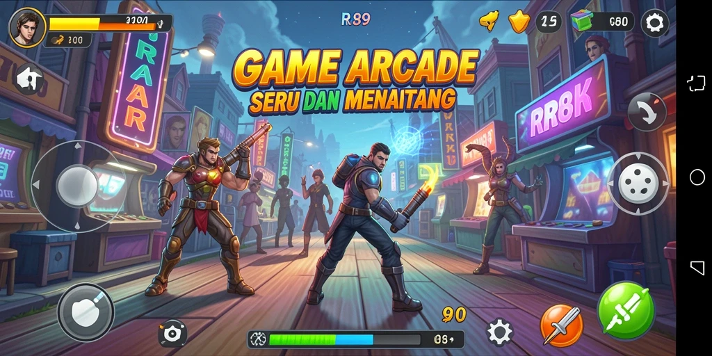 Screenshot utama RR89 menunjukkan pemain beraksi di level arcade yang menantang.