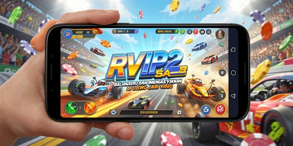 Tangkapan layar RVIP2 menampilkan aksi balapan yang mendebarkan dan grafik yang memukau.