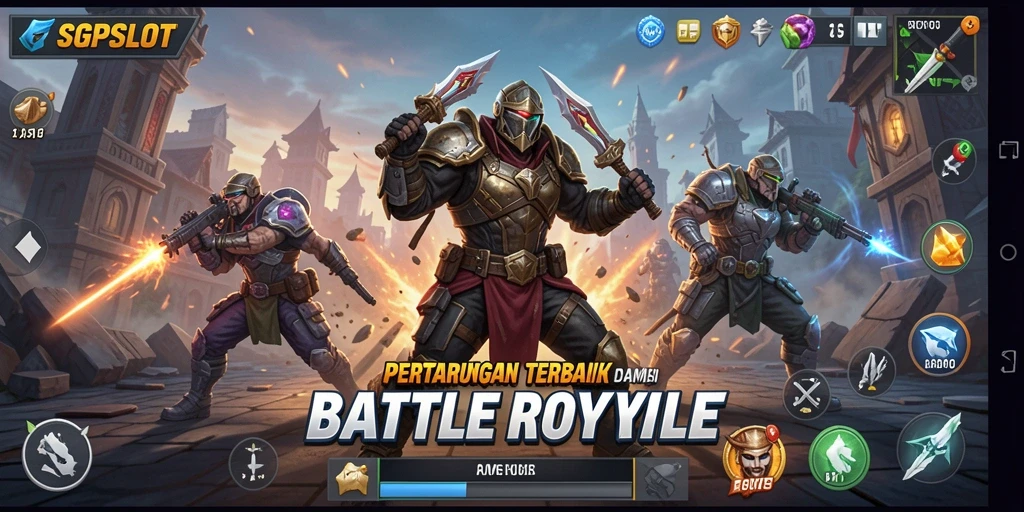 Screenshot gameplay SGPSLOT dengan aksi pertarungan Battle Royale yang menegangkan.